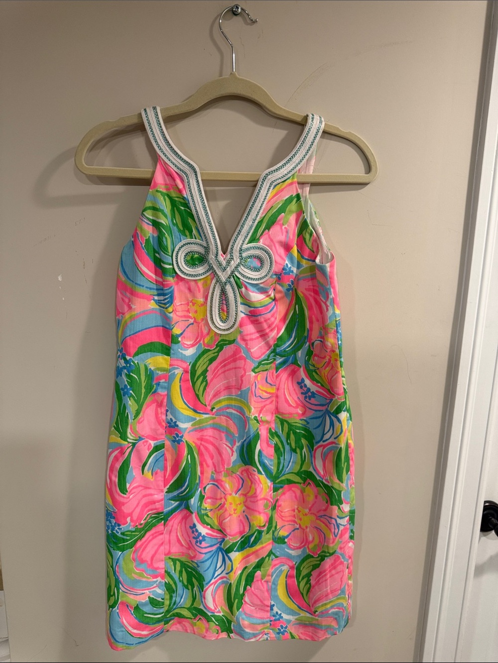 Lilly Pulitzer Pink Green Blue Floral Sleeveless Shift Dress